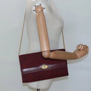 Christian Dior Trotter Canvas Chain Shoulder Bag Red Gold Auth